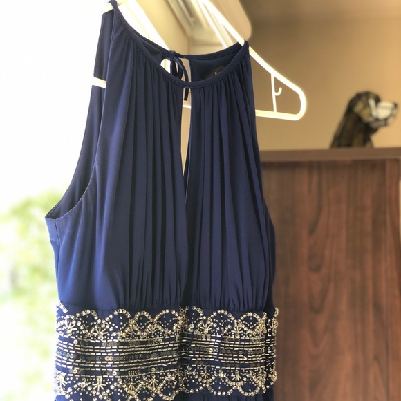 Fancy detailed navy blue dress - Picture 4 of 4